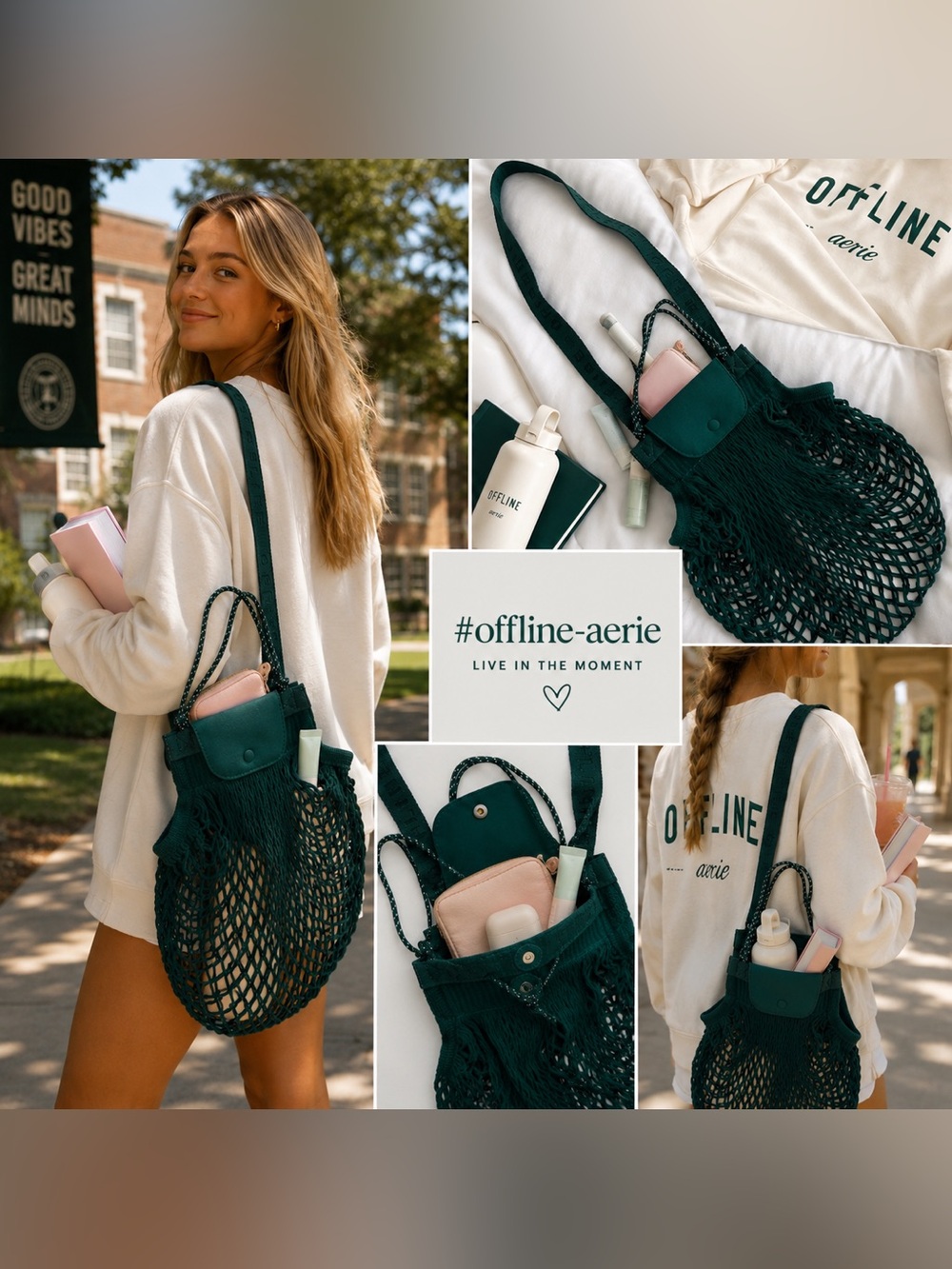 NWT OFFLINE By Aerie Crochet Bag in Jade